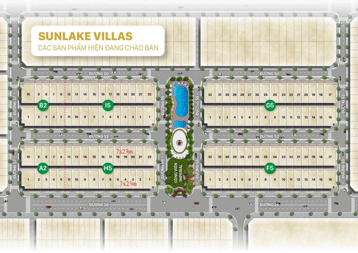 mặt bằng phân lô SUNLAKE VILLAS vạn phúc city